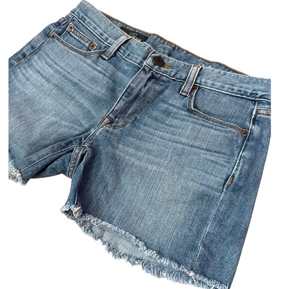 J. Crew‎ Indigo Denim Frayed Hem Low-Rise Preppy Shorts Size 24 - Picture 6 of 8